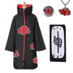 Naruto Akatsuki Cloak Anime Costume Kit Itachi Robe Halloween V 4 Pieces Set L