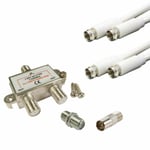 Ex-Pro 2 Way Splitter Kit for CATV Starview  Cable TV NTL Virgin Media DBox2 etc