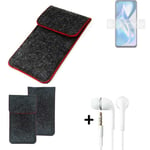 Cover for OnePlus Ace Racing Edition dark gray red edges Sleeve + earphones