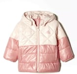 Adidas Hooded Jacket Infants 0-3m Pink Full Zip Puffer Coat Rainproof Winter