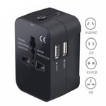 Adapter Universal Travel Adapter with 2 USB Ports Fast Charging All-in-one