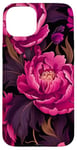 iPhone 15 Plus Magenta and Blush Pink Peony Flower Pattern Case