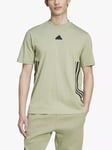 adidas Future Icons 3 Stripes Cotton Sports T-Shirt, Tent Green