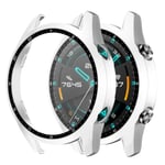 Case för Huawei Watch Gt 2 46 mm skyddande härdat glas PC- cover för Huawei Gt2 46 mm helskärmsskyddsskydd Cover silver for HW watch GT2 46