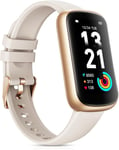 Montre Connectée Femme,1,47""Montre Sport Avec Cardiofrequencemetre/Oxymetre/Sommeil,Podometre Trackers D'activité,Notification/Etanche 3atm Bracelet Connecté Pour Android Ios,Or Rose