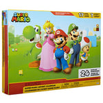 Nintendo Super Mario Advent Calendar Holiday 2024 by JAKKS Pacific, 24 Days of Surprises with Mystery Characters and Accessories! Approx. 3.8cm Scale Figures, Great Gift For Kids and Collectors