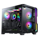 CIT Pro Cube Gaming PC Case mATX 3x ARGB Fans LED Strip Tempered Glass Panels