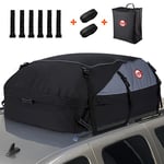 Sailnovo Coffre de toit de voiture pliable 20 pieds cubes étanche pour véhicules avec/sans porte-bagages 1000D avec sangle d'arrimage, crochet de sécurité et sac de rangement, pour les voyages et le