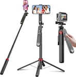 Perche à Selfie Trepied pour Smartphone - 180cm Support de Téléphone Portable avec Télécommande,Support de Téléphone pour Vidéo et Photo,Compatible avec iPhone,Android et Gopro(Q1436)