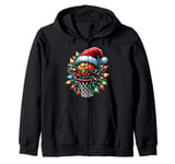 Basketball Streetball Christmas Hat Xmas Zip Hoodie