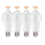 Powstro LED Smart Motion Light Bulbs - E27 PIR Light Sensor Bulb 12W Cool White 6500K Auto On/Off Night Lamp for Stairs, Garage, Corridor, Walkway, Yard, Hallway, Patio, Carport (4 Pack)