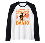 Old Man With A Banjo Player Music Playing Lover Musician Raglan Baseball Tee