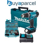 Makita DHP453 LXT 18v Lithium Combi Hammer Drill 1x Batt 100 Screwdriver Bit Set