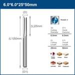 6x25x50 1pc XCAN  fraises CNC en carbure à 2 cannelures, tige de 4mm/6mm, extrémité droite, mèche de gravure, fraise à fente droite pour le bois, 1 pièce ""Nipseyteko