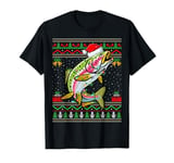 Rainbow Trout Fish Christmas Lights Santa Ugly Sweater Xmas T-Shirt