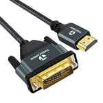 Thsucords 4K HDMI to DVI Cable 5M, Gold-Plated & Braided DVI to HDMI Cable Bi Directional Compatible with Projector, Laptop, TV, PC, DVD Player