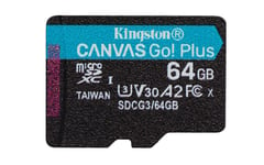 Kingston Technology Carte microSDXC Canvas Go Plus 170R A2 U3 V30 de 64 Go sans