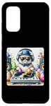 Coque pour Galaxy S20 Cat As DJ Mixing Tracks With Holiday Eggs As Records. Pâques