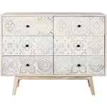 Commode, meuble de rangement en bois de manguier coloris naturel - Longueur 100 x Profondeur 40 x hauteur 80 cm Pegane