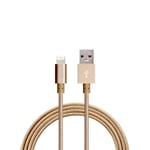 2M Kabel Lightning iPhone Laddare Nylon Quick Charge Guld