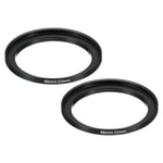 46mm-52mm Metal Step Up Ring, 2 Pcs Camera Lens Filter Adapter Ring Black