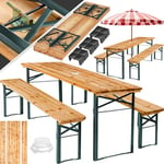 TecTake® Ensemble de Table extérieure et Banc en Bois de Brasserie Salon de Jardin Pliable et Peu encombrant, avec Support Parasol, Mobilier de Jardin pour Pique Nique Réceptions Barbecue Mariage