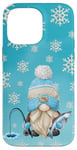 Coque pour iPhone 14 Pro Max Blue Winter Gnome Snowflakes For Men Who Loves Ice Fishing