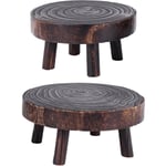 2 PièCes Mini PréSentoir de Fleurs de Tabouret en Bois, Support de Bonsaï D'éTagèRe de Plante en Pot, Support de Pot de Plante de Jardin de Grain de