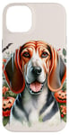 iPhone 14 Plus American English Coonhound Dog Halloween Watercolor Artwork Case