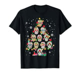 Skull Christmas Tree Funny Mexican Flower Sugar Skull T-Shirt