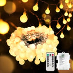 Globe String Lights Sovrum, 100 Led Fairy Lights Plug in, Indoor Stri Warm White 50 LED Battery