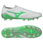 Mizuno Morelia Neo IV Beta Made in Japan FG/AG Frontier - Vit/Neongrön/Cool Gray, storlek 46