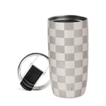 Simple Modern Mug Isotherme Café de Voyage avec Couvercle Rabattable | Tasse Isotherme pour Café Glacé Isolée en Acier Inoxydable | Cadeaux pour Femmes et Hommes | Voyager | 470ml | Checkmate