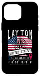 Coque pour iPhone 16 Pro Max Layton Drapeau des États-Unis Coordonnées GPS Layton