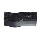 CHERRY KC 4500 ERGO, Ergonomic Keyboards, Pan-Nordic Layout (QWERTY), Wired, Padded Palm Rest with Memory Foam, Curved Keypad, Black