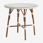 Table De Jardin Ronde En Aluminium Et Rotin Synthétique (Ø80 Cm) Brielle Bistro Blanc Gardenia