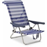 Solenny - Chaise de Plage Lit Pliable 4 Positions Dossier Bas avec Accoudoirs 77x60x83 cm