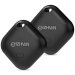 CHZHVAN Key Finder, Wallet Tracker Works with Apple Find My (iOS only), Replaceable Battery, Water-Resistant, Bluetooth Item Finder for Bags, Luggage, Pets & Backpack (Black, 2 Pack)