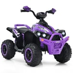 DREAMADE Quad Électrique Enfants 3-8Ans avec Vitesse Réglable,Voiture à Batterie 12V Multifonctions avec Marche Avant et Arrière,Lumières LED,Musique,Pédale,Klaxon,Charge 35KG (Violet)