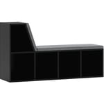 Bibliothèque banc 2 en 1 design contemporain 5 casiers 2 coussins fournis 108L x 30l x 60H cm noir gris chiné