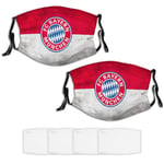 Nuberyl Munich FC Football Team Bayern (2) Masque Facial Unisexe Bandana Cagoule Écharpe Cache-Cou réglable 4 Fliters remplaçables Pack de 2 Sun Protection Anti-poussière Sports