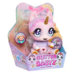 Glitter Babyz MGA'S Poupée bébé Licorne - Jewels Daydreamer - avec des changements de Couleur Magiques, des Cheveux Lavande Scintillants, 1 Tenue Magique, 1 Couche, 1 shampoing & tétine, 3 Ans +