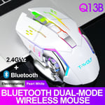 T-WOLF Q13 Rechargeable Wireless Mouse Dual Mode Bluetooth Gaming Mouse Silent Operation Blue Metallic Finish 25x22cm