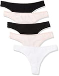 Iris & Lilly String en Coton Femme, Lot de 5, Noir/Rose Pâle/Blanc, M