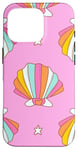 iPhone 16 Pro Cute Seashells Ocean Bright Rainbow on Pink Case