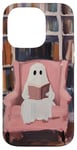 iPhone 14 Pro Cute Reading Ghost Pink Book Lover Bookish Library Art Case