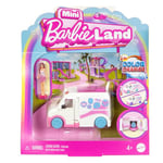 Barbie Coffret Mini-BarbieLand Véhicule Médical, avec poupée de 3,8 cm, véhicule médical qui change de couleur et salle de consultation, JCR34