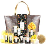 Spa Luxetique Coffret Cadeau Femme - 15pcs Coffret de Bain,Parfum Tropical avec le Beurre de Karité, Boules de Bain, Idée Cadeau pour l'Anniversaire et des Fêtes Cadeau Fete des Meres, Cadeau Noël