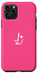 Coque pour iPhone 11 Pro Lettre initiale L minimaliste cœur monogramme rose vif vif