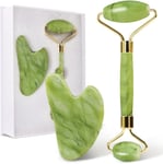 GUGUG Gua Sha and Jade Roller Set, Gua Sha Stone, Face Roller Massage Tool for 